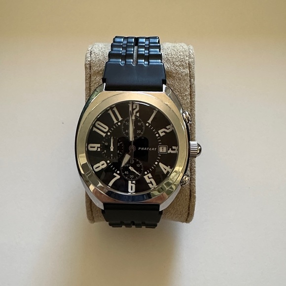 PHATCAT Oliver Chronograph Black Strap Steel Silver Wrist Watch Date Window